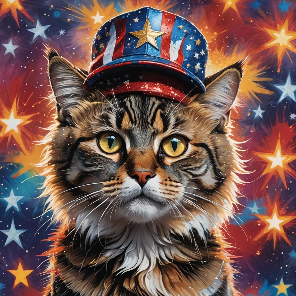 Soldier Cat with Maga Hat