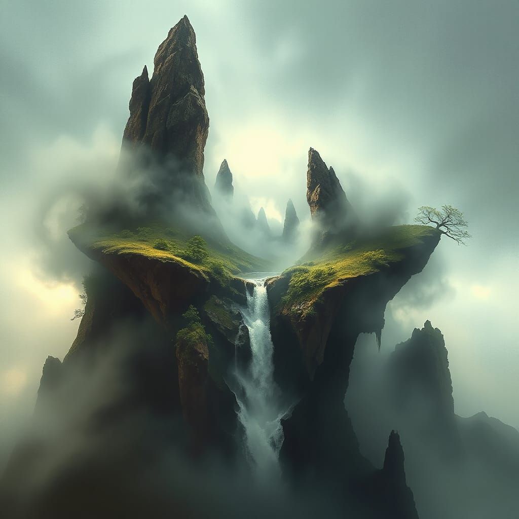 Surreal Floating Islands Emerge From Swirling Mists