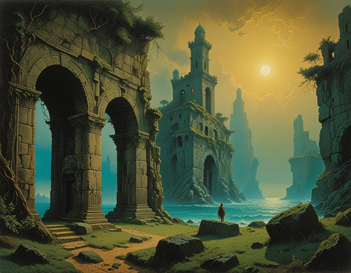 Ancient Ruins of Tyre, Lebanon, in a Dreamlike Atmosphere