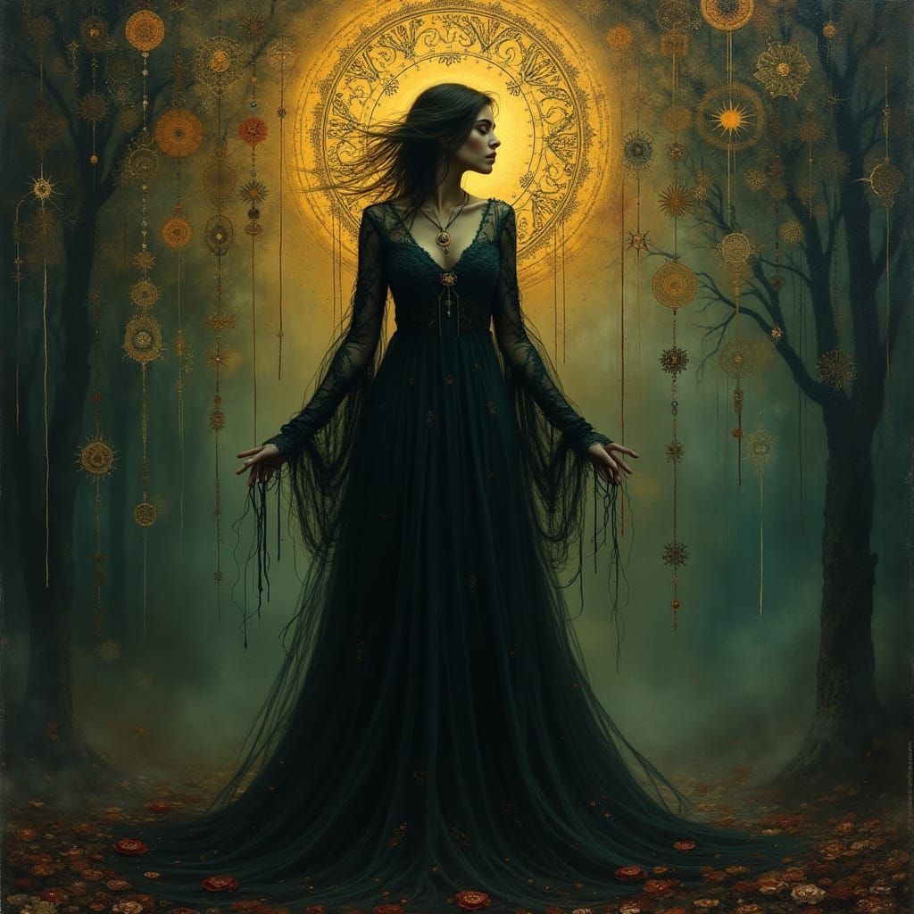 Mysterious Woman in Eerie Expressionist Style
