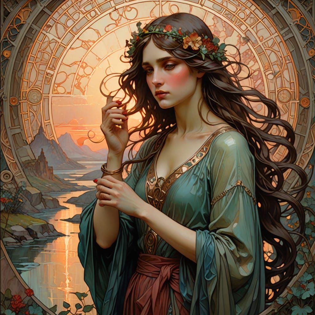 Feminine Data Streams in Art Nouveau Style