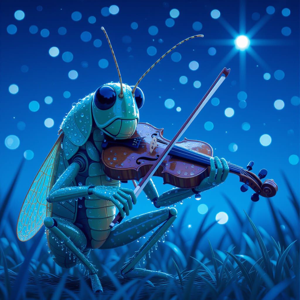 Cricket's Starlit Symphony: A Fantasy Art Piece