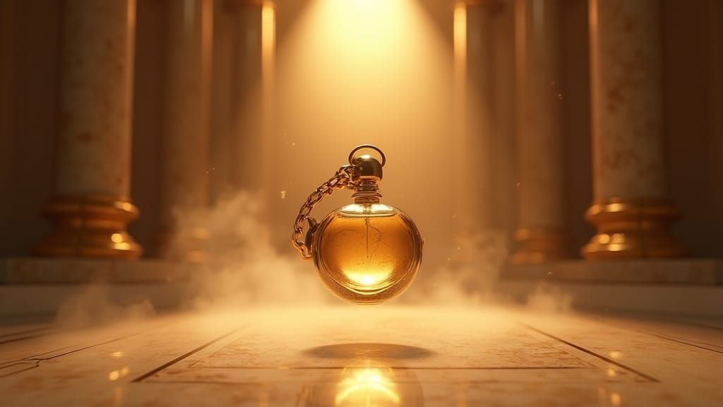 Luxurious Perfume Ad Still in Baroque Hall