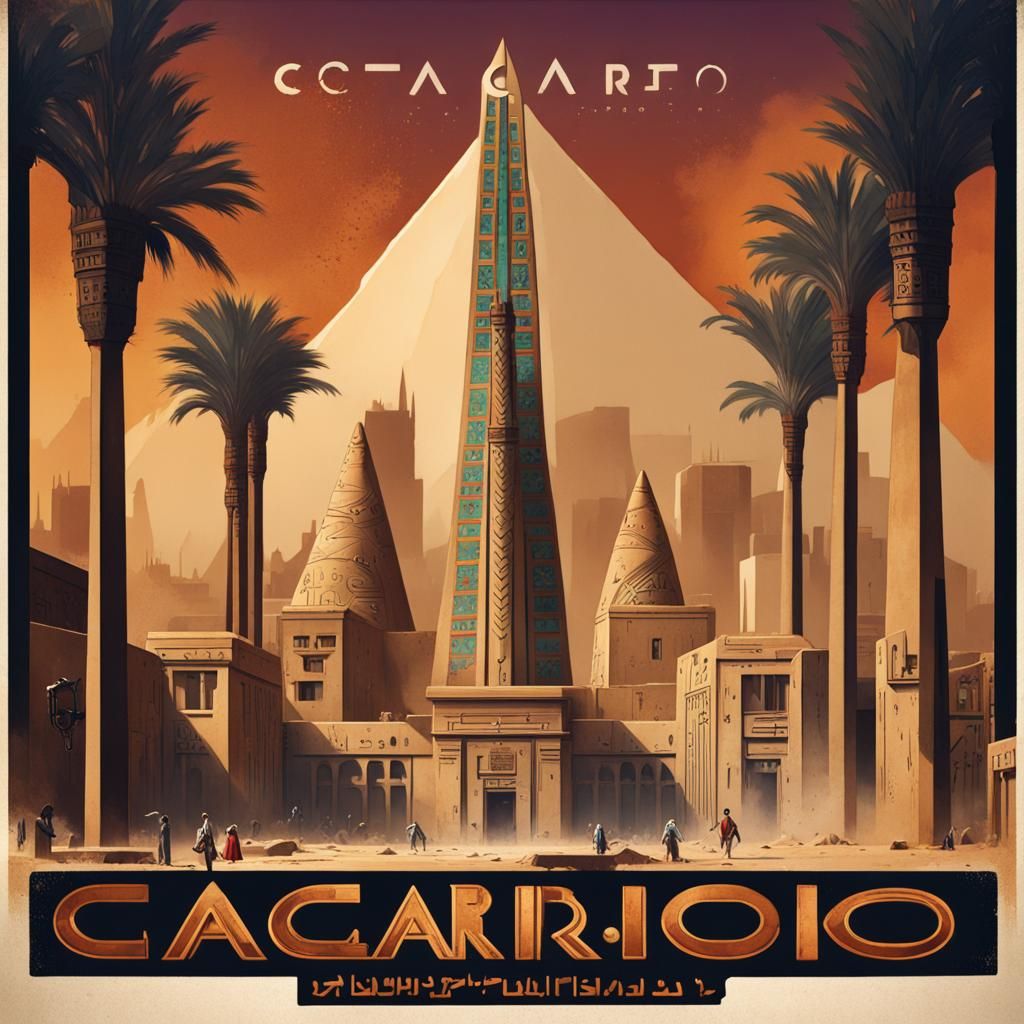1920s Egyptian Brutalist Propaganda Poster of Cairo