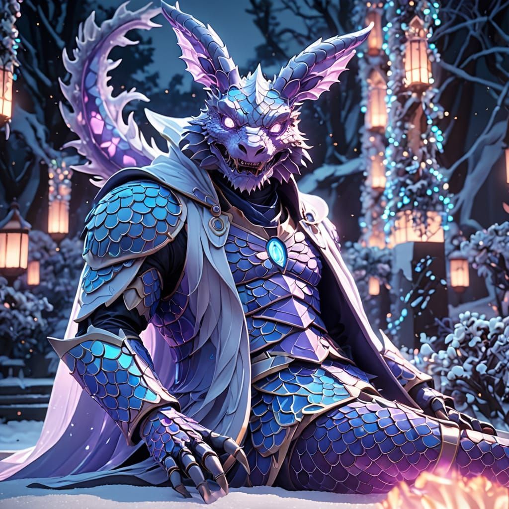 Multidimensional Dragon's Face in Neon Fractals