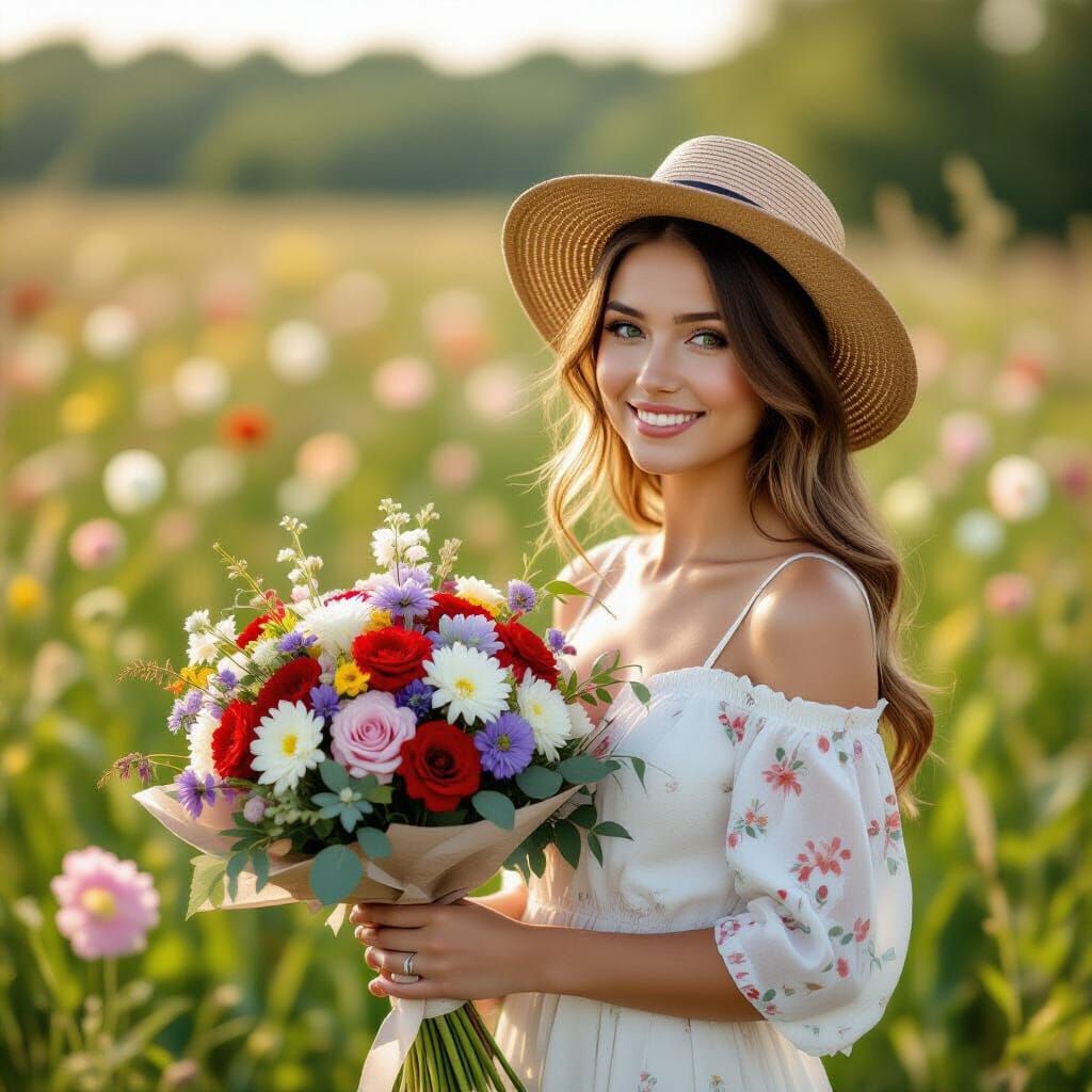 Girl in Floral Meadow, Fine Art Photography Style