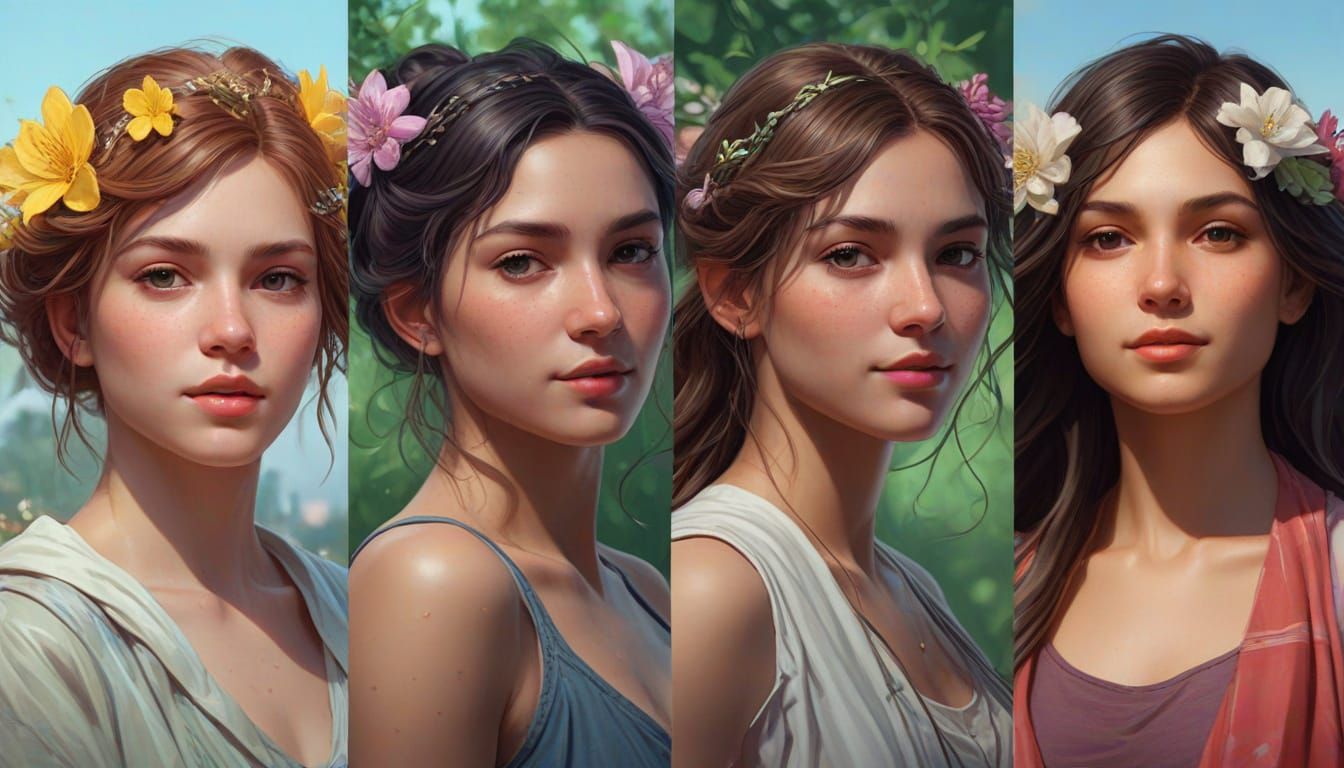 Spring Portrait in Hyperdetailed Art Nouveau Style