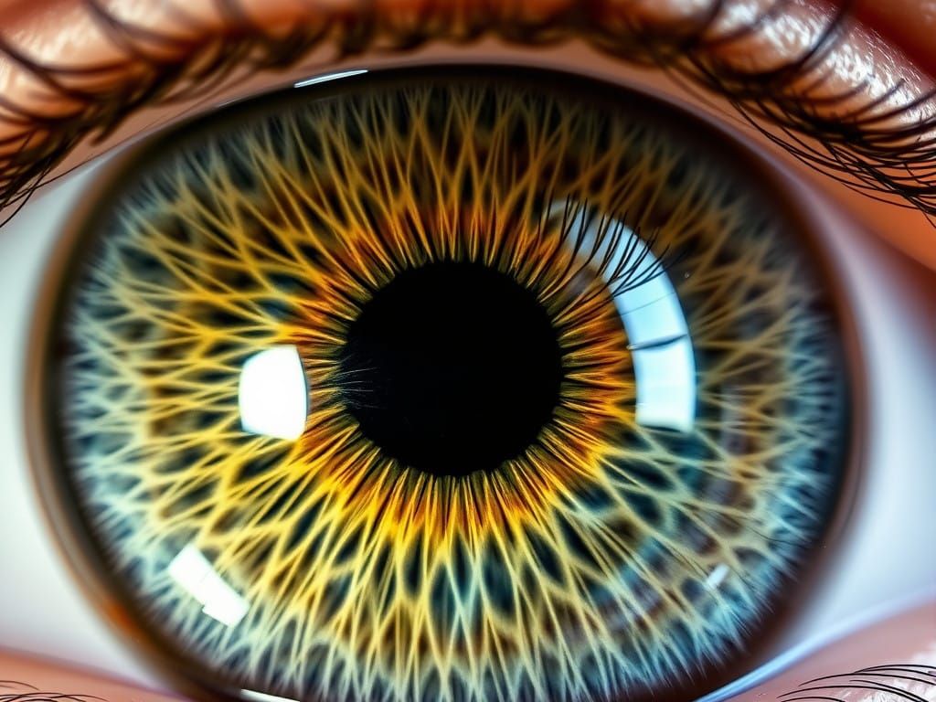 Human Eye in Vivid Detail, Showing Iris Fibers and Specular....