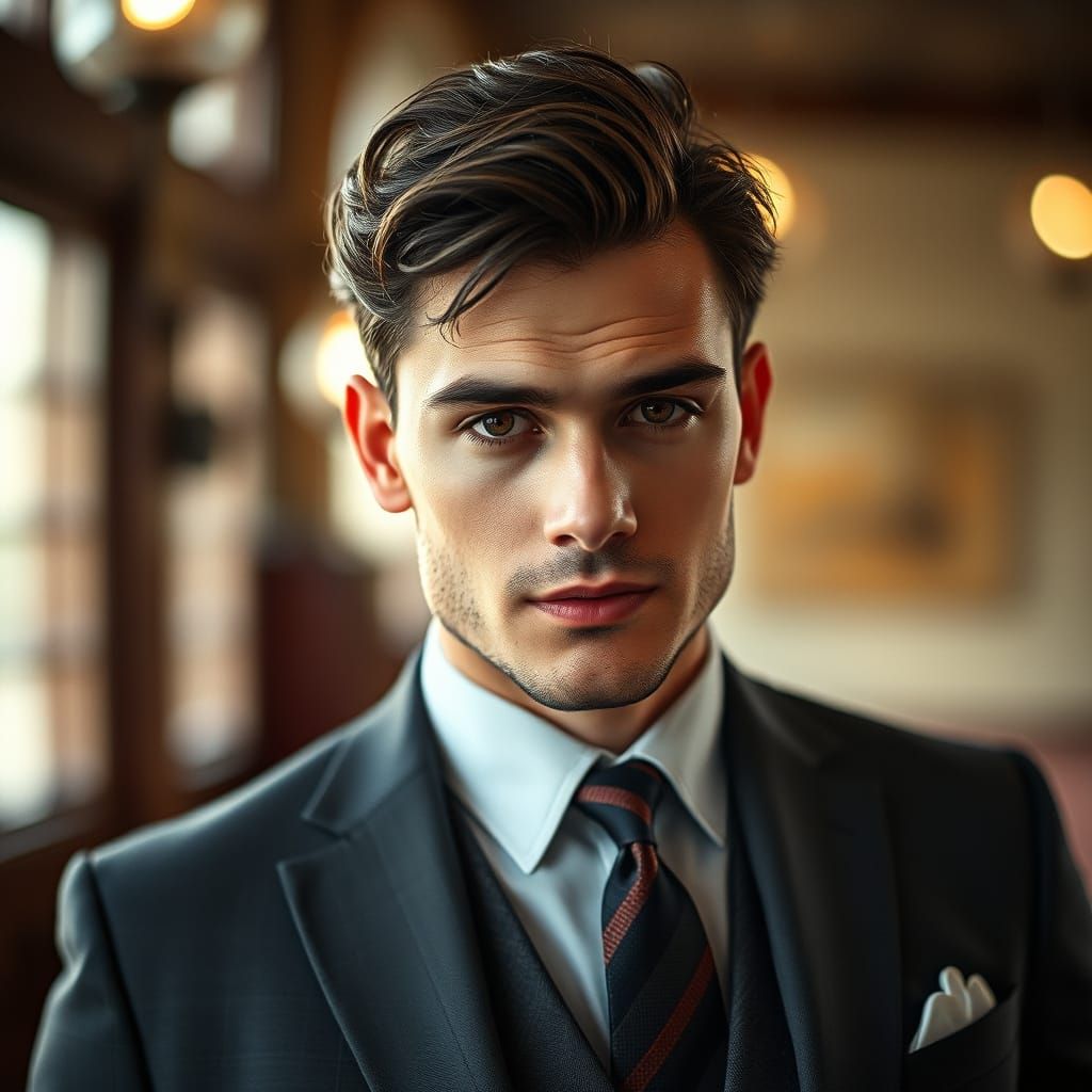 Retro Portrait of Handsome Man in Classic Style