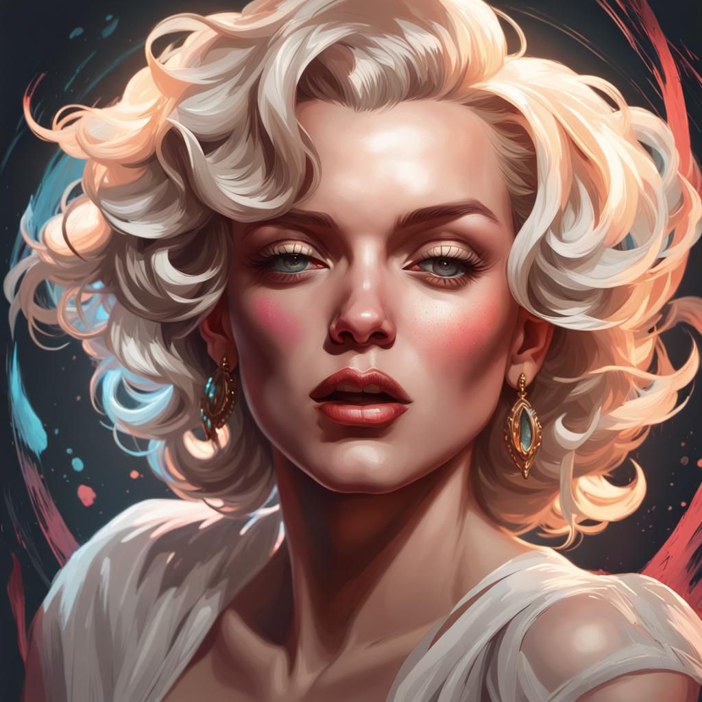 Monroe and Einstein: Dynamic Portrait in Art Nouveau Style