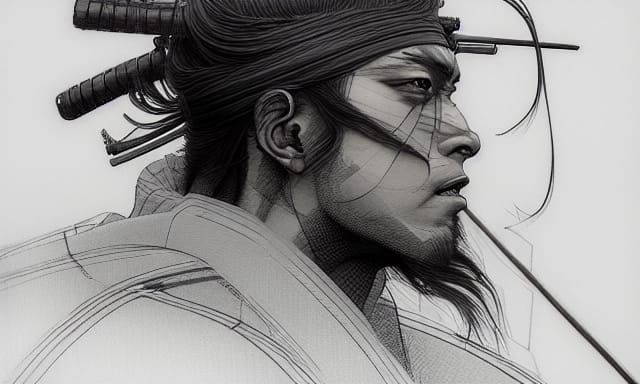 Ronin Portrait in Manga Style