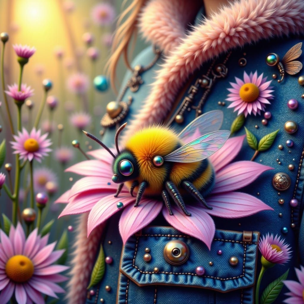 Baby Bumble Bee Asleep in Pocket, Botanical Art