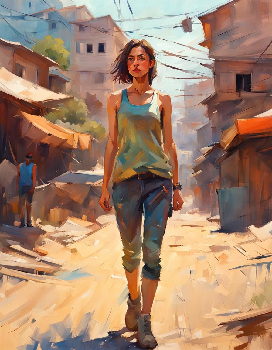 Woman in Tank Top: Portrait in Kashin Style