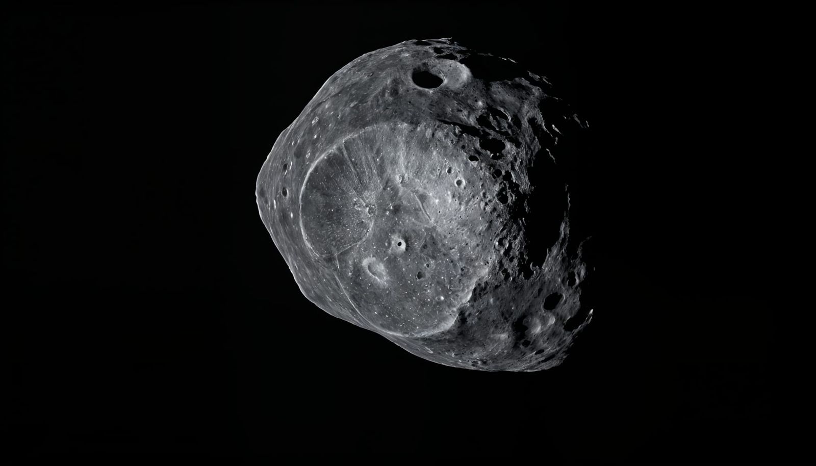 Martian Moon Phobos in Space Cinematic Still