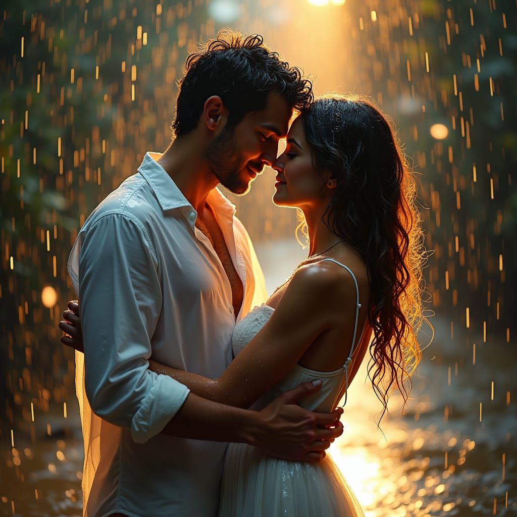 Romantic Rain Dance: A Hyperrealistic Masterpiece