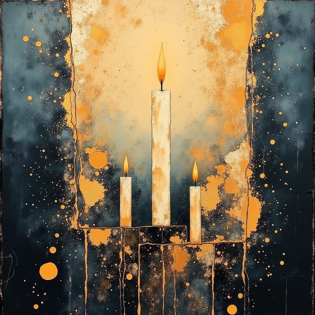 Surreal Bleeding Candles in Neo-Impressionist Style