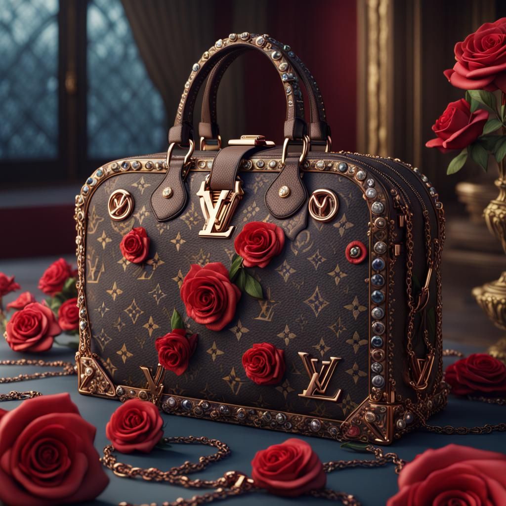 Diamond Louis Vuitton Handbag with Roses