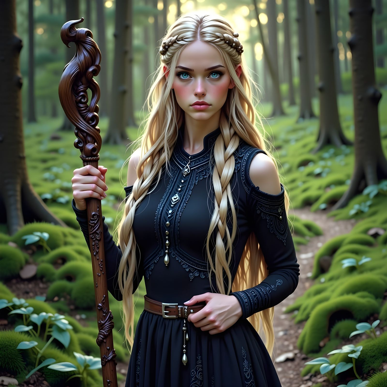Norse Goddess in Forest Sanctuary