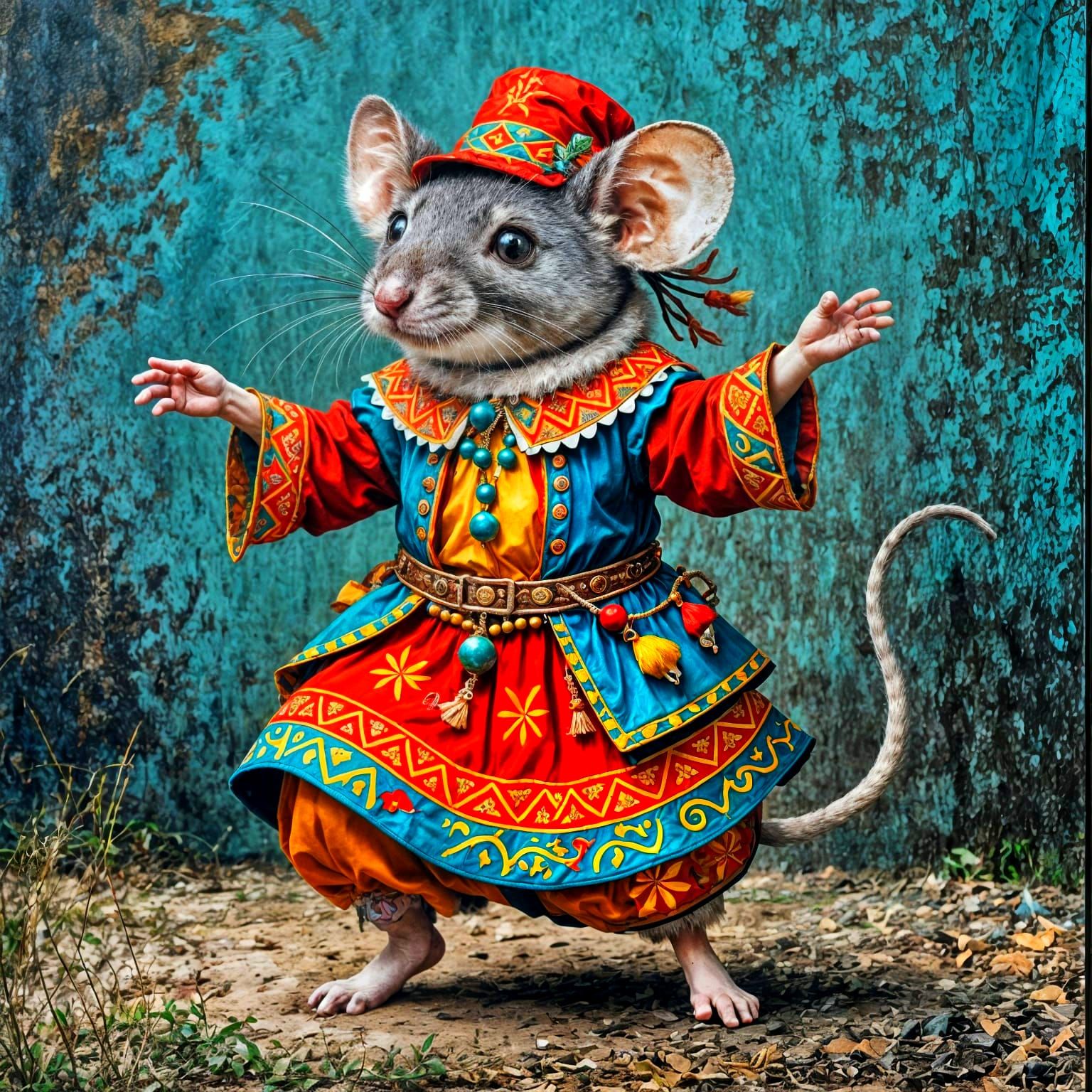Dancing Gypsy Mouse in Bold Colors