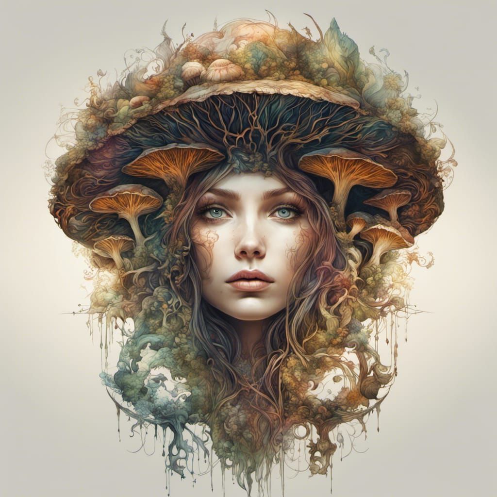 Enigmatic Mushroom Witch in Forest Realm