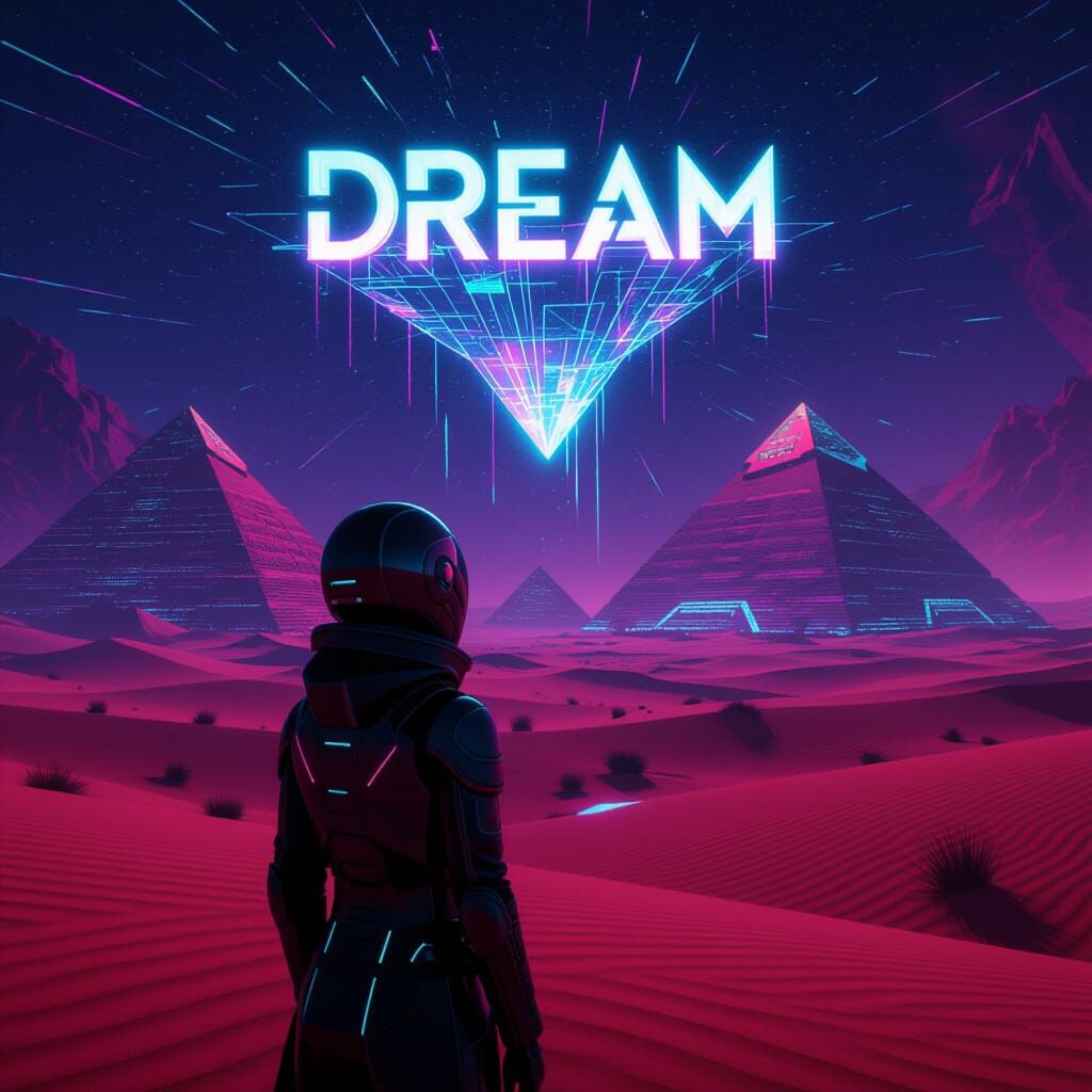 Surreal Desert Dream in Fantasy Sci-Fi Style