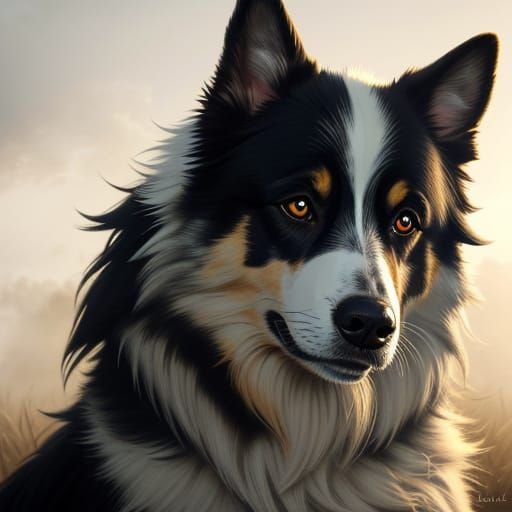 Hyper-Realistic Girl with Border Collie Portrait
