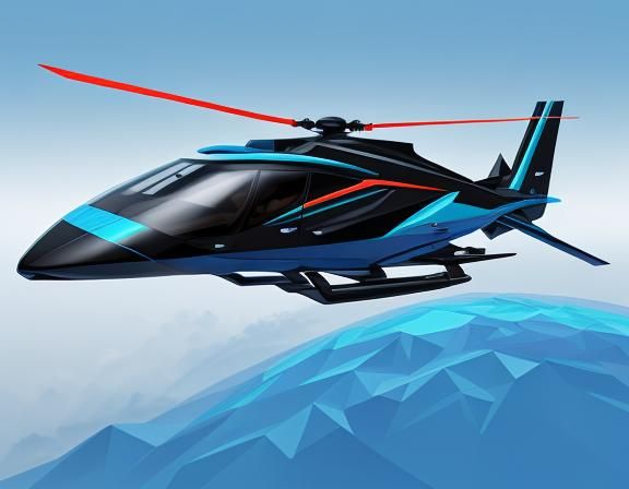 Futuristic Low-Poly Helicopter in Geometric Style