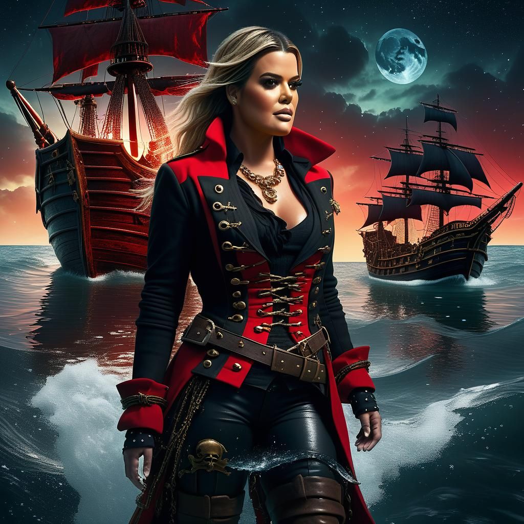 Pirate Khloe Kardashian in Starry Seascape