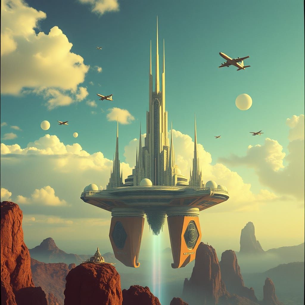 Futuristic Floating City in the Sky