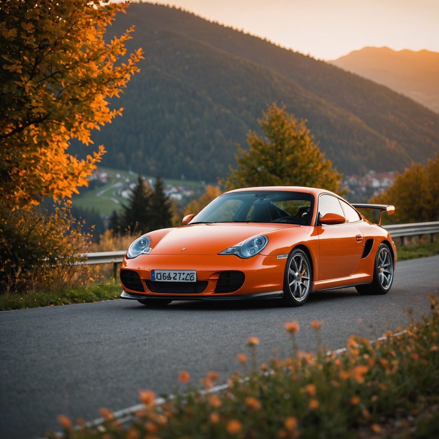 Orange Porsche 996 at Sunset: Professional Photography