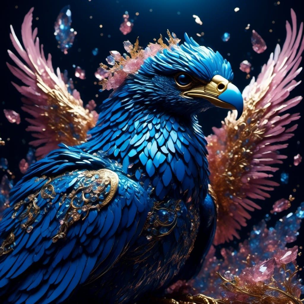 Exploding Glass Vulture in a Surreal Sky