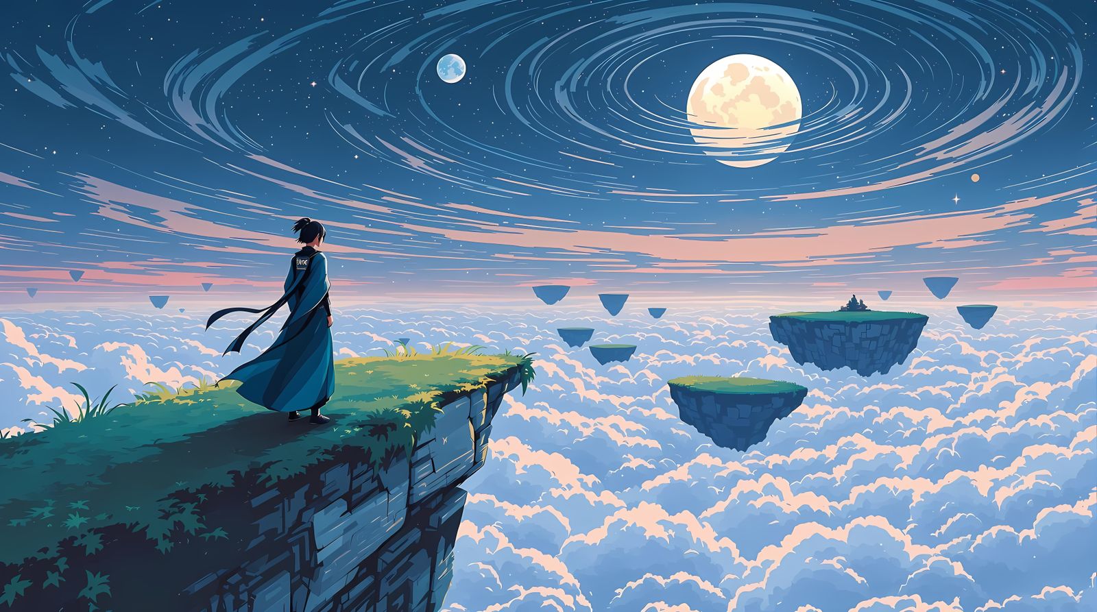 Mystical Ronin Soars Above the Cloud Islands