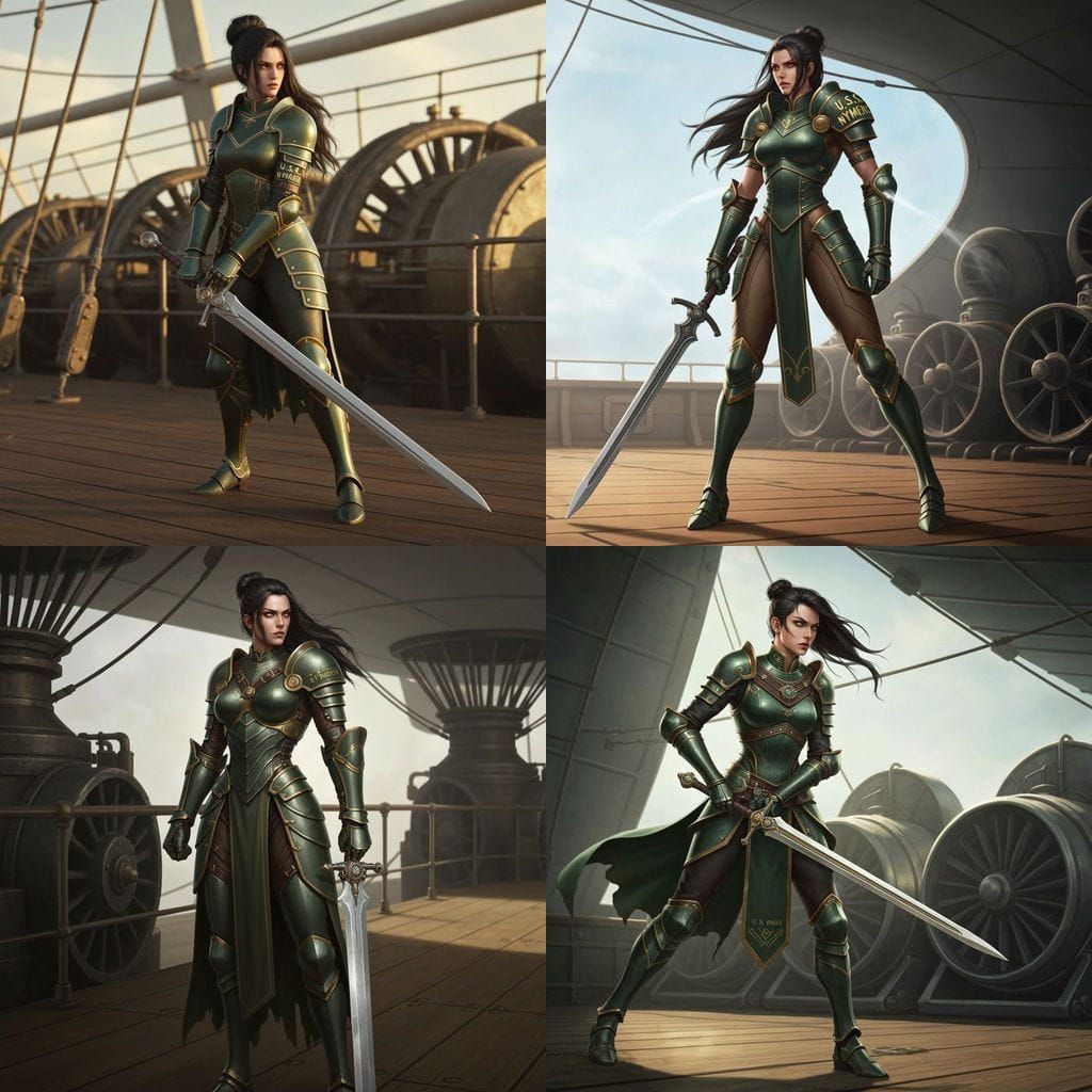 Athletic Warrior Torina in Steampunk Airship Armor