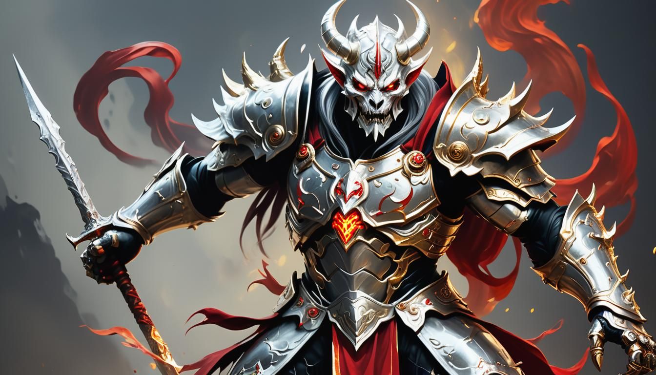 Demon in Silver and Gold Armor, Splash Art