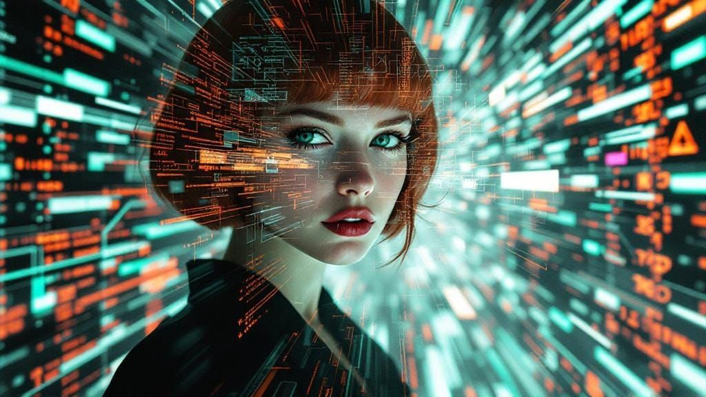 Glitch Photo Art with Digital Artifacts Overlay