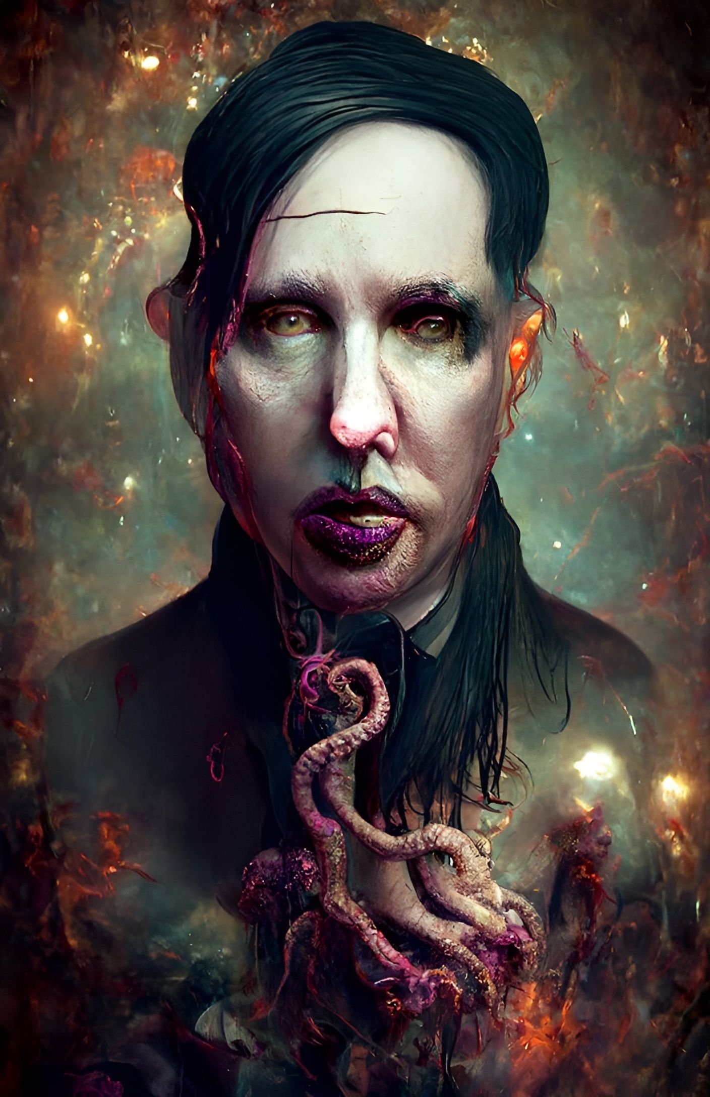 Eldritch Marilyn Manson Portrait in Cosmic Horror Style