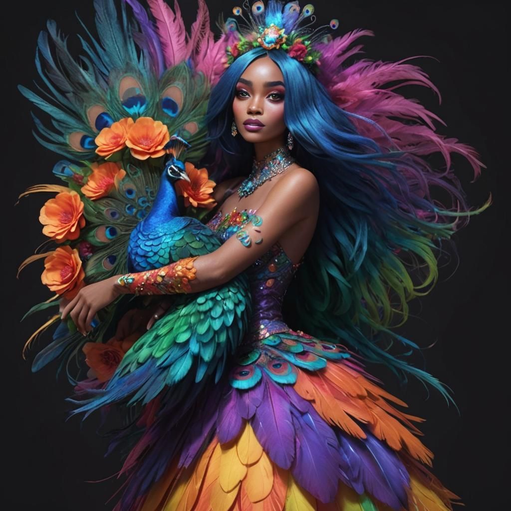 Rainbow Woman Portrait in Pixar Style