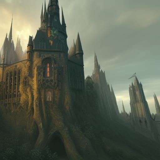 Detailed Gothic Castle Matte Painting