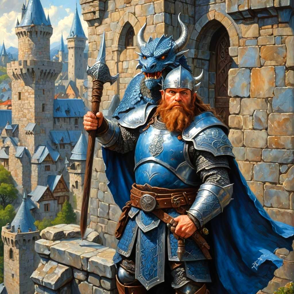 Dwarf Warrior Priest in Celtic Armor, Fantasy Art