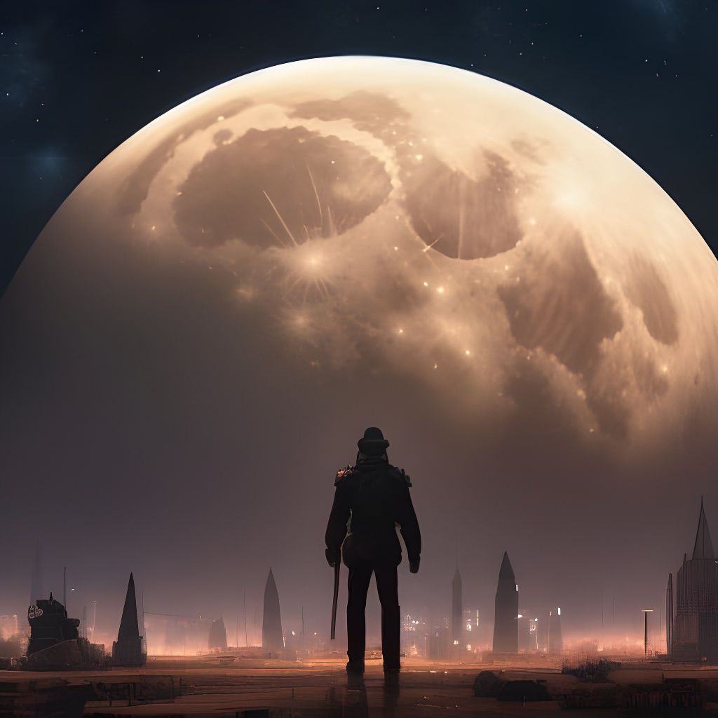 Detailed Cityscape Under Starry Night Sky