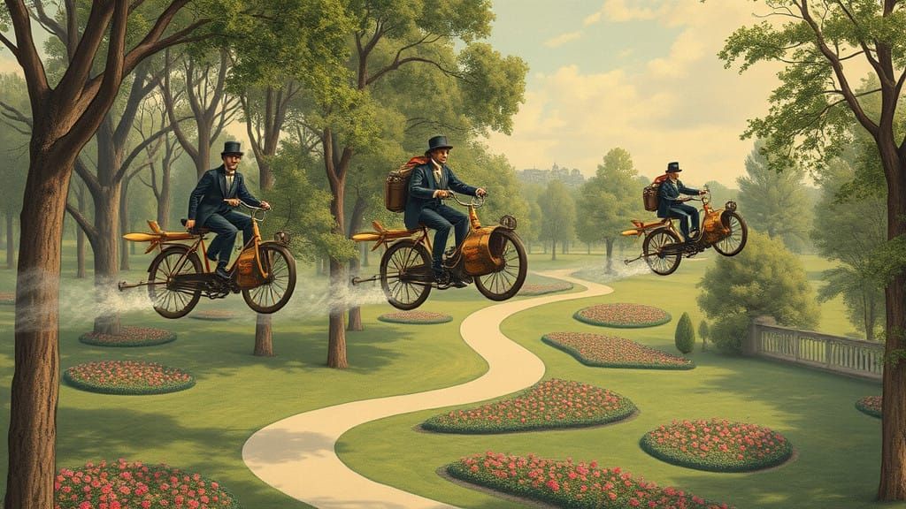 Steampunk Inventors Soar Through Victorian Park