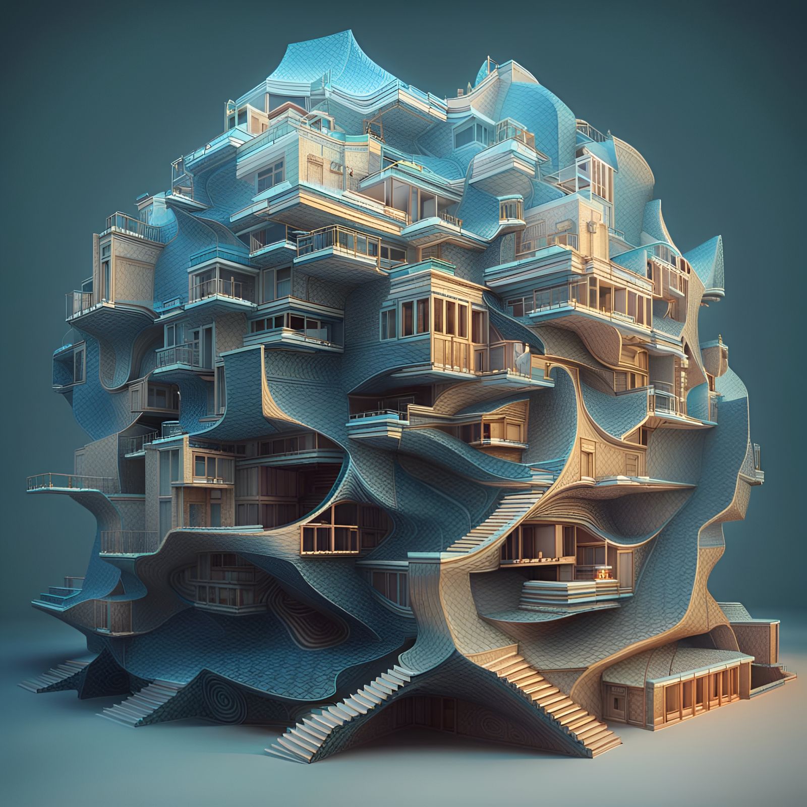 M.C. Escher Style Abstract Staircase Illusion