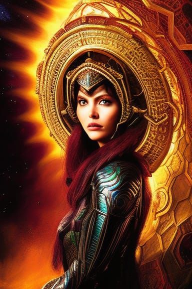 Hyperdetailed Portrait Fusion: Samus Aran and Afghan Girl