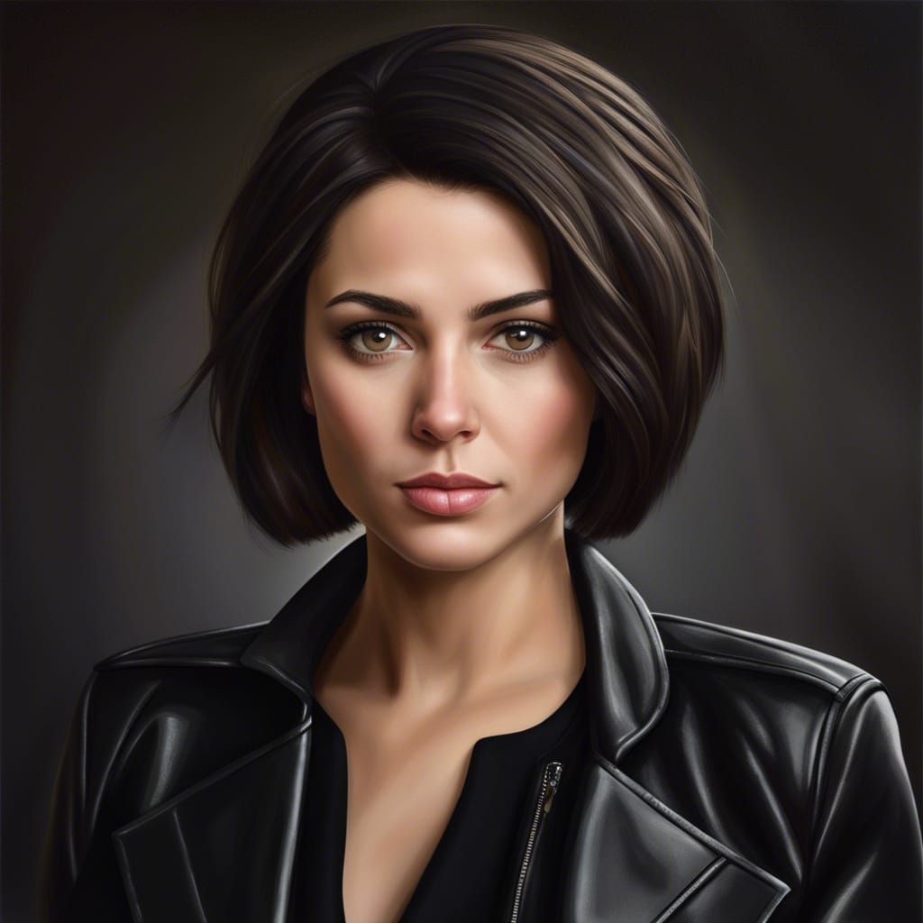 Hyperrealistic Portrait of a Brown-Haired Businesswoman