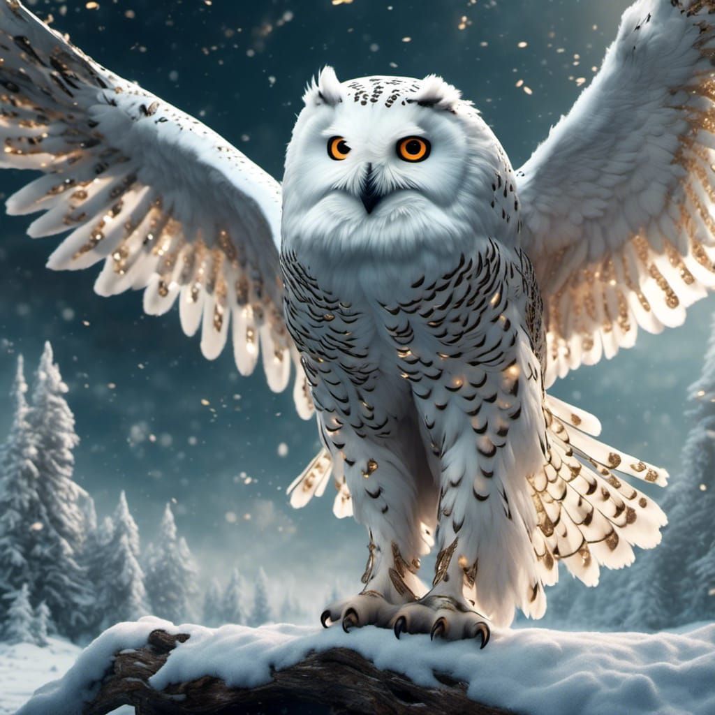 Majestic Snow Owl in Digital Matte Painting Style