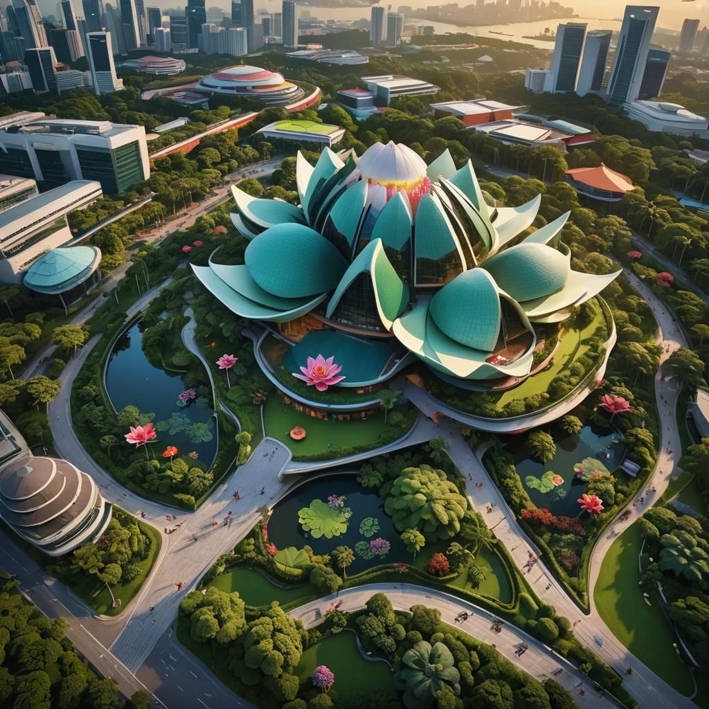 Singapore Art Science Museum at Sunset: Digital Painting