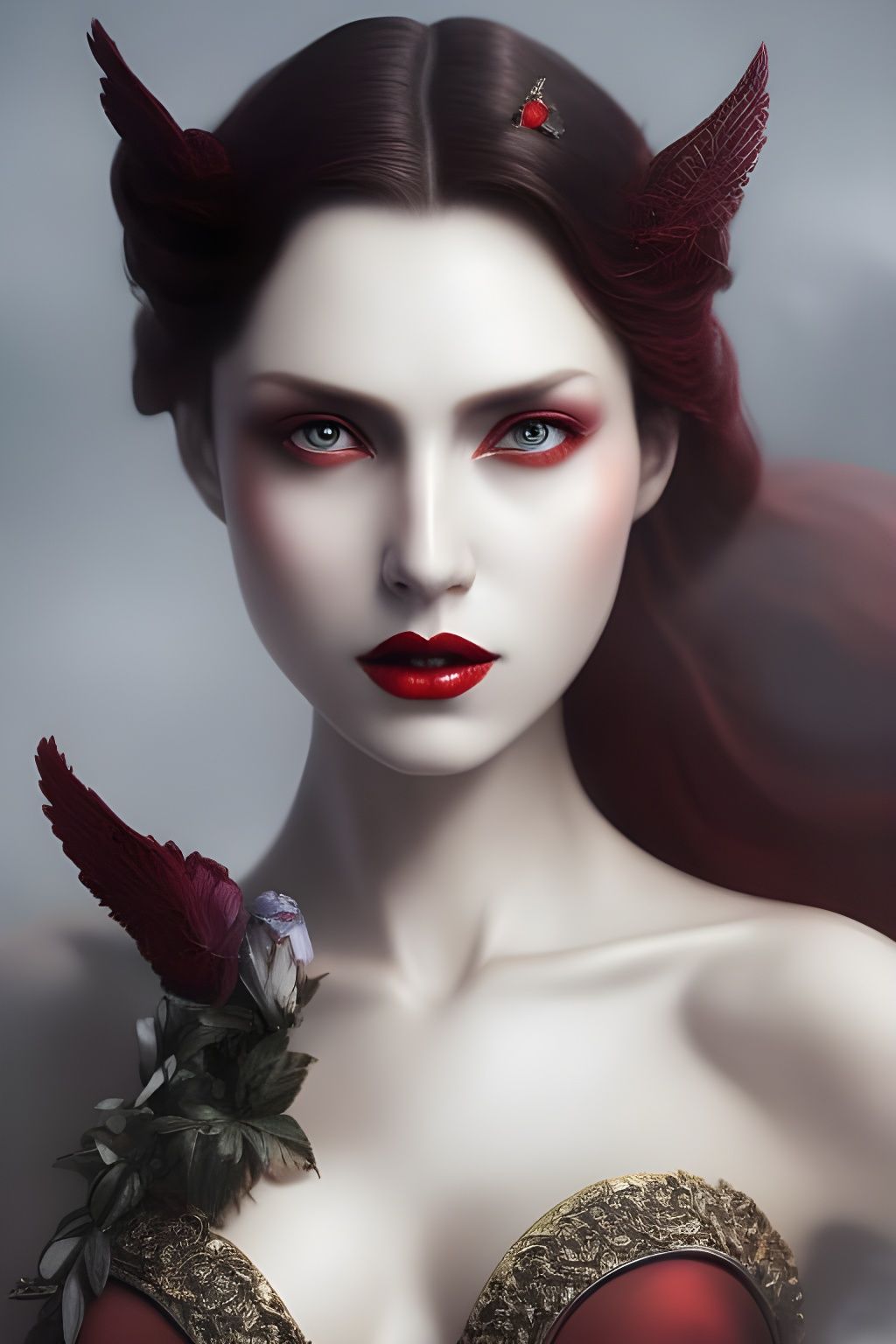 Beautiful Vampire Queen Portrait in Dittmann Style
