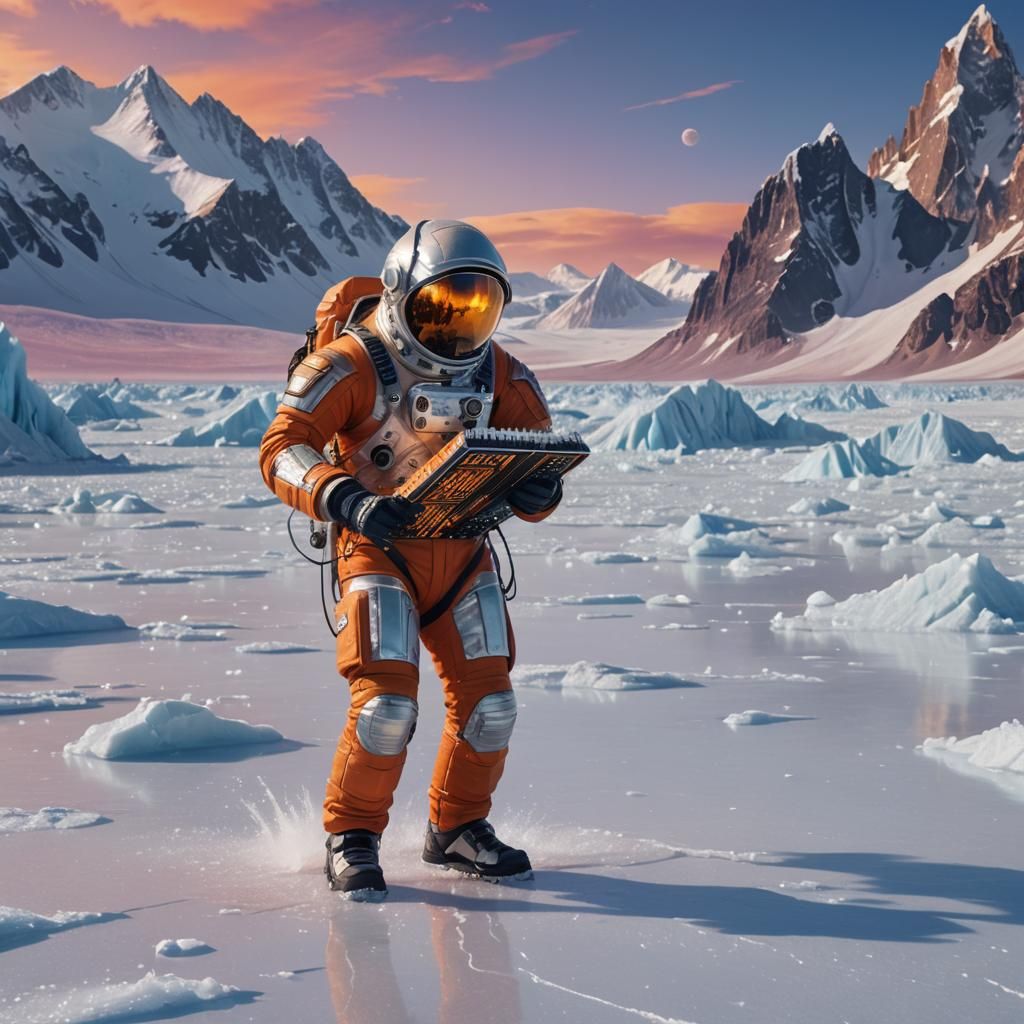 Astronaut Bard on Frozen Planet: Matte Painting