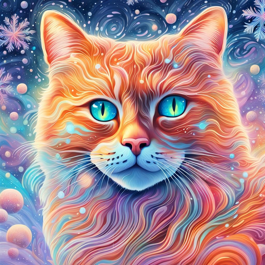 Surreal Ginger Cat in Cosmic Wonderland