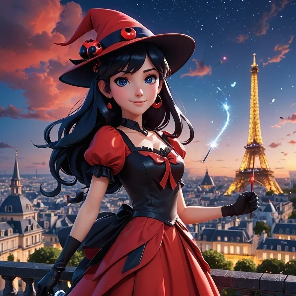 Ladybug as Red Witch in Paris, Anime Style